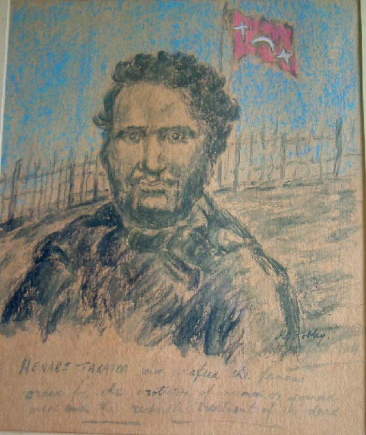circa 1860's New Zealand Maori War's watercolour ink and pastel painting drawing of Henare Taratoa at Gate Pa by Horotio Gordon Robley 1840 to 1930